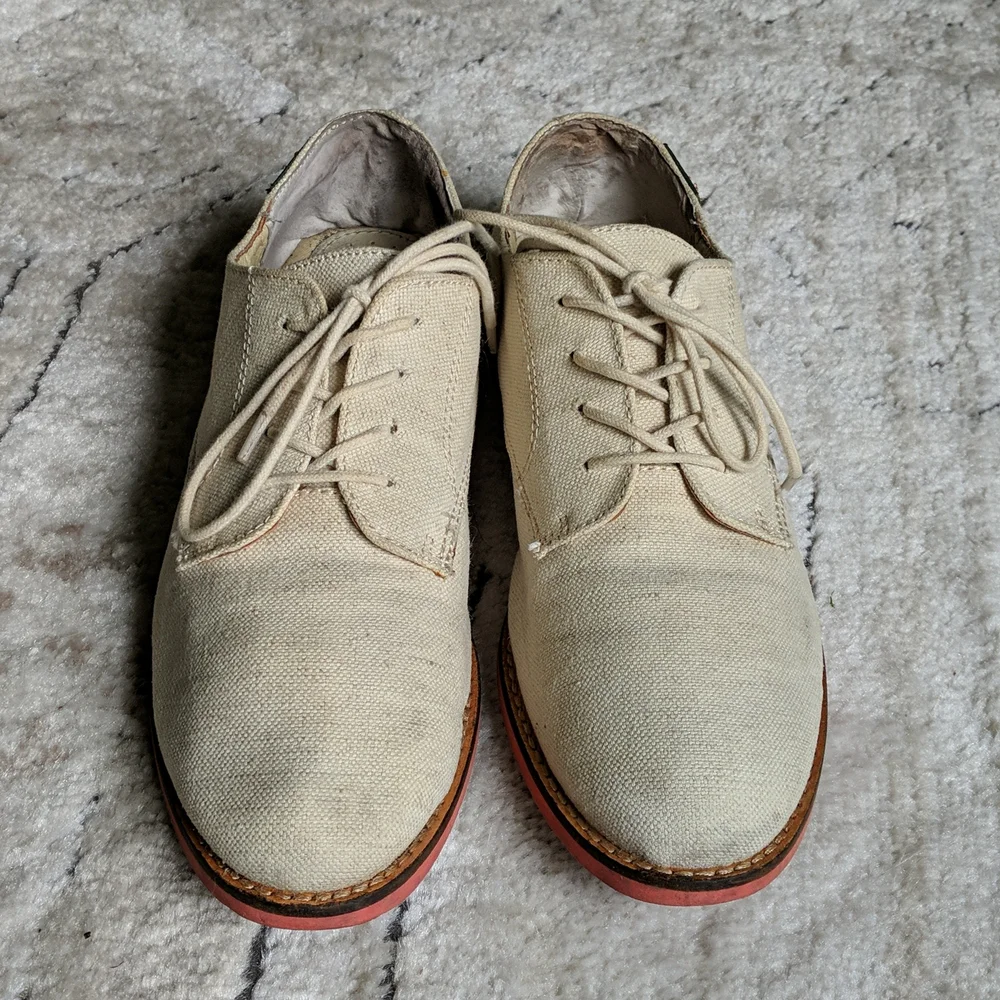 GH Bass & Co beige textile upper oxford shoes size 8.5 - Picture 2 of 15